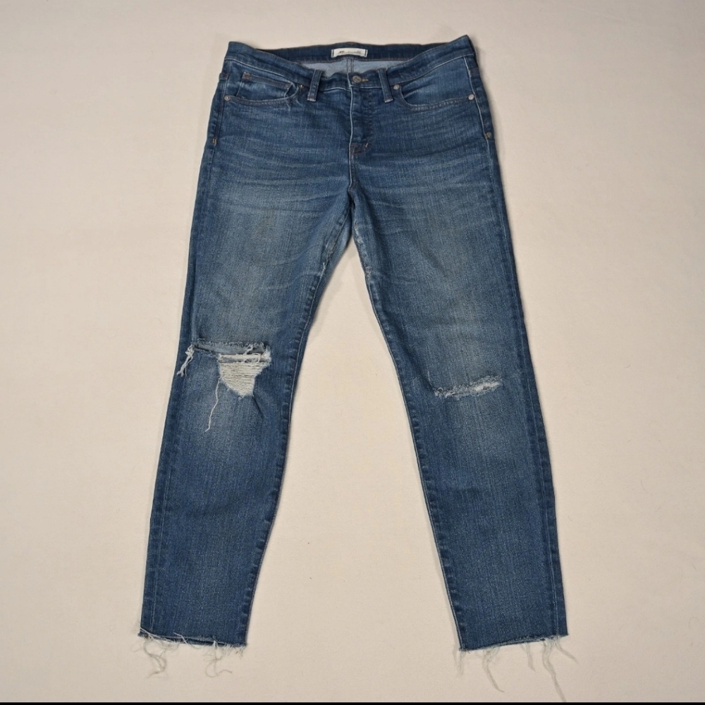 MADEWELL Jeans Womens 30 High Rise Skinny Crop City Preppy Distressed Belt Loops